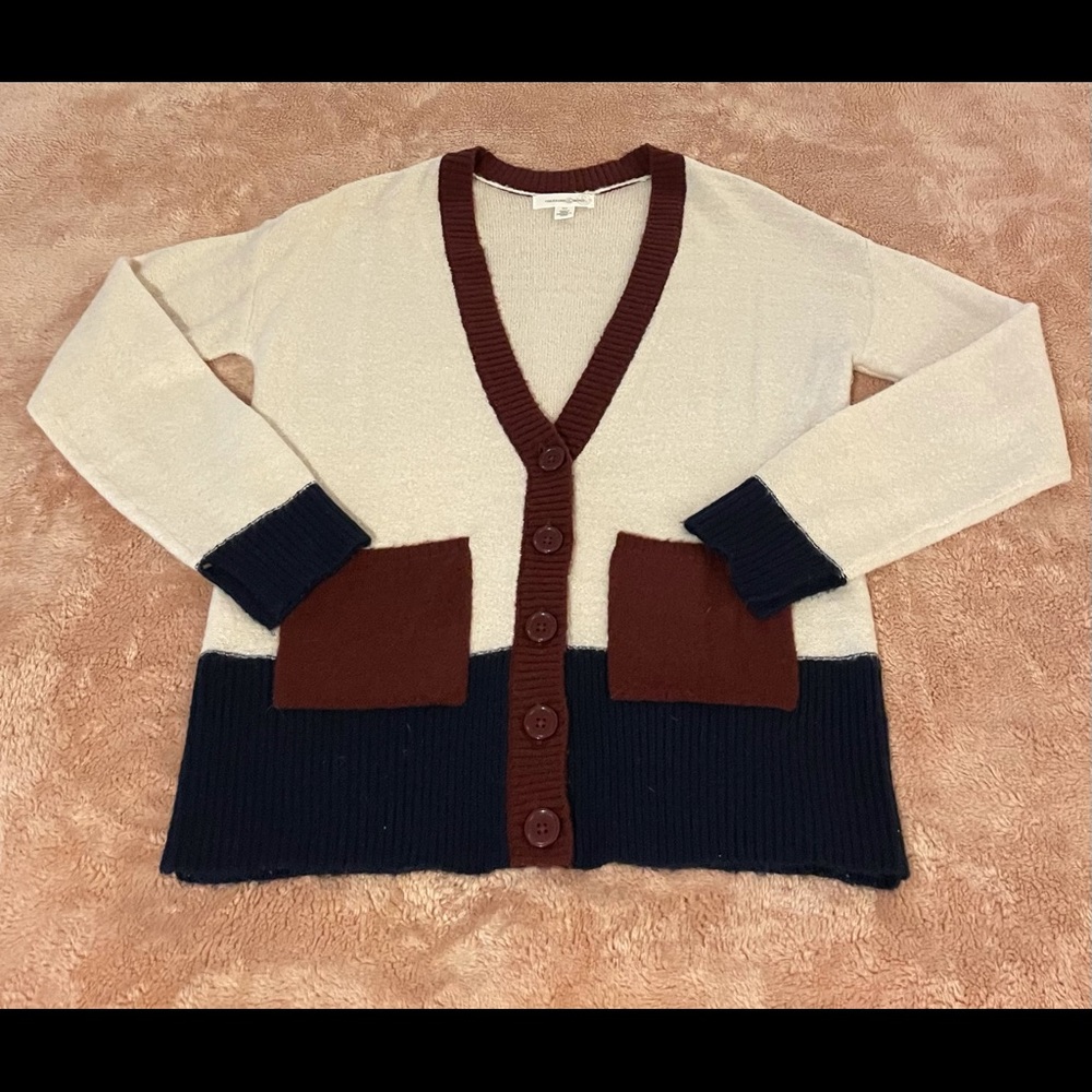 Treasure & Bond ivory/multi boyfriend cardigan